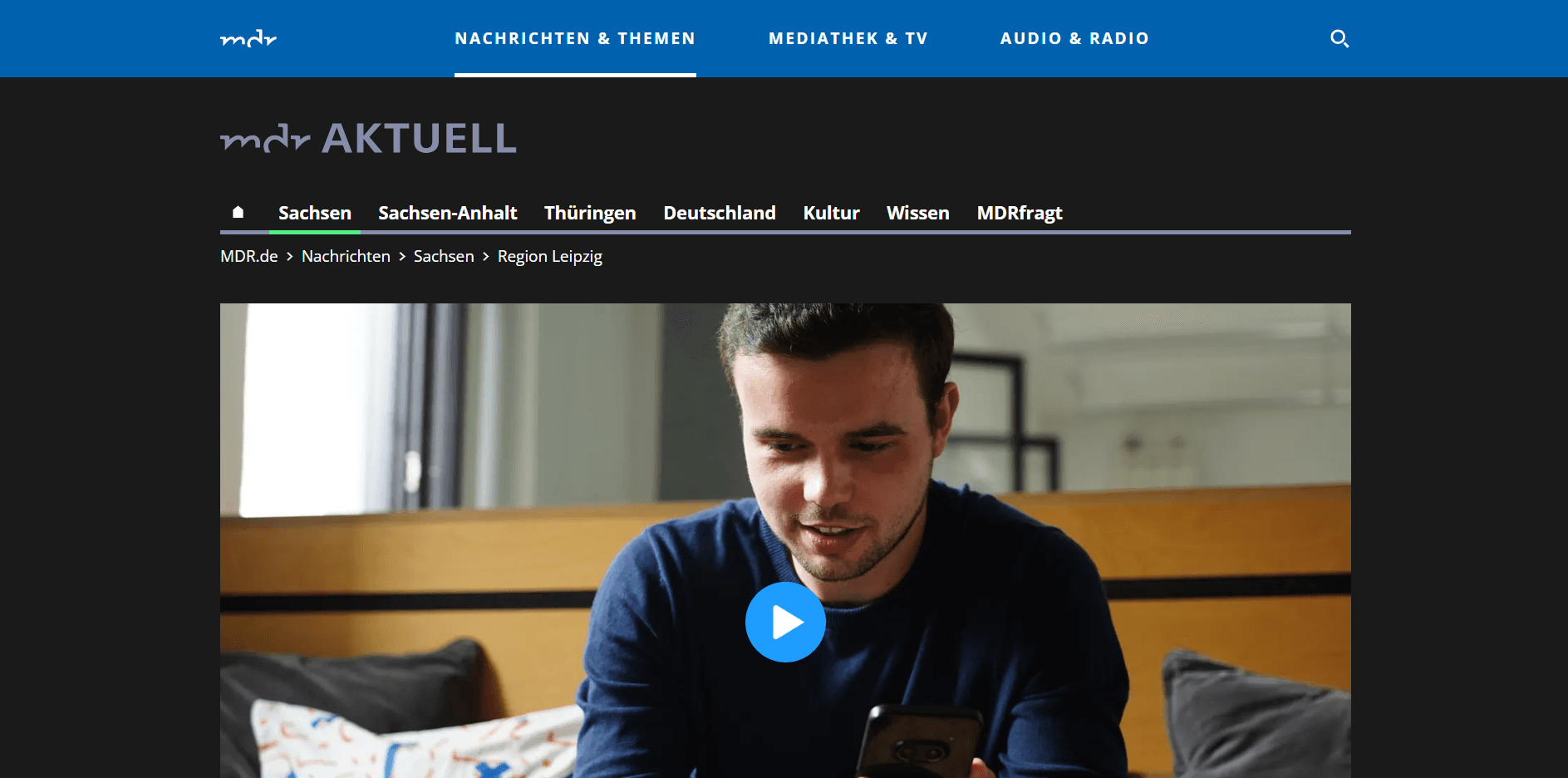 Screenshot des Artikels von MDR über halloHelga